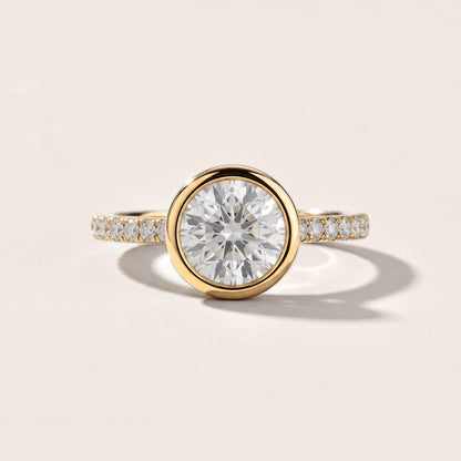 Cora Bezel Pavé Round Diamond Engagement Ring in Yellow Gold [studio-metal-20261024]