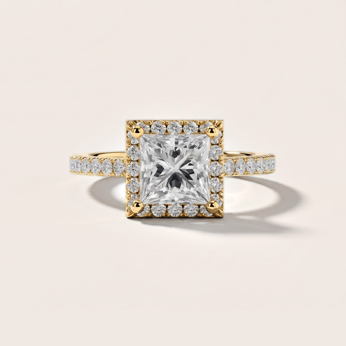 Sophie Halo Pavé Princess Diamond Engagement Ring in Yellow Gold [studio-metal-20261024]