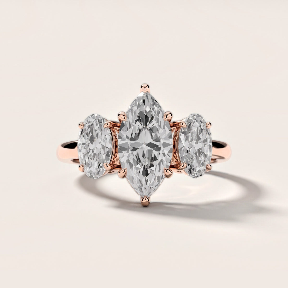 Lila Three-Stone Marquise Diamond Engagement Ring in Rose Gold [studio-metal-20261024]
