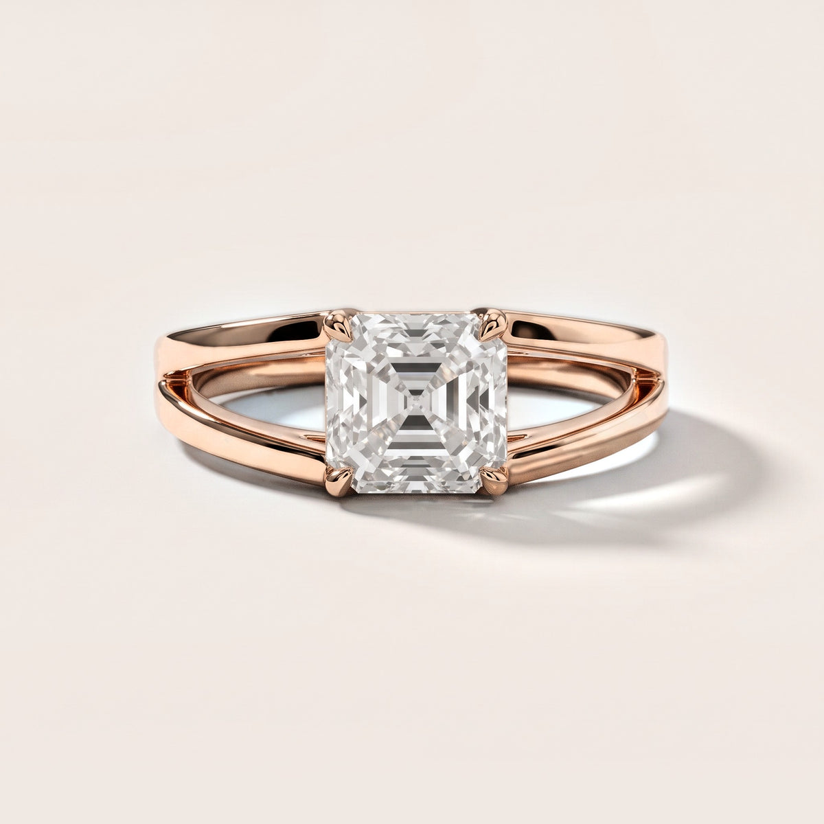 Giselle Solitaire Split Shank Asscher Diamond Engagement Ring in Rose Gold [studio-metal-20261024]