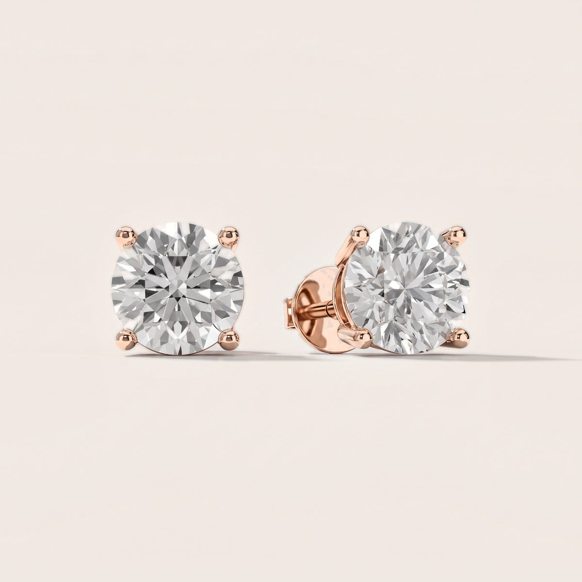 Four Prong Round Diamond Stud Earrings in Rose Gold [studio-metal-20261024]