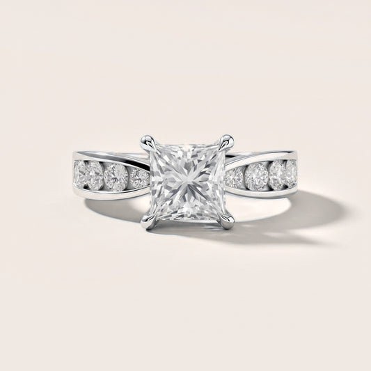 Rosalie Channel Set Sidestone Princess Diamond Engagement Ring in White Gold [studio-metal-20261024]