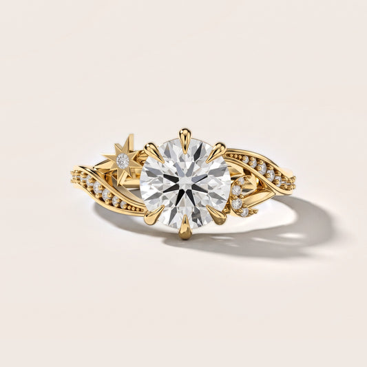 Estella Twist Pavé Round Diamond Engagement Ring in Yellow Gold [studio-metal-20261024]