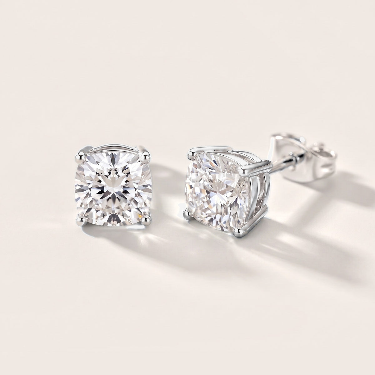 Juno Four-Prong Cushion Diamond Earrings in Silver [studio-metal-20261024]