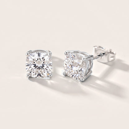 Juno Four-Prong Cushion Diamond Earrings in Silver [studio-metal-20261024]