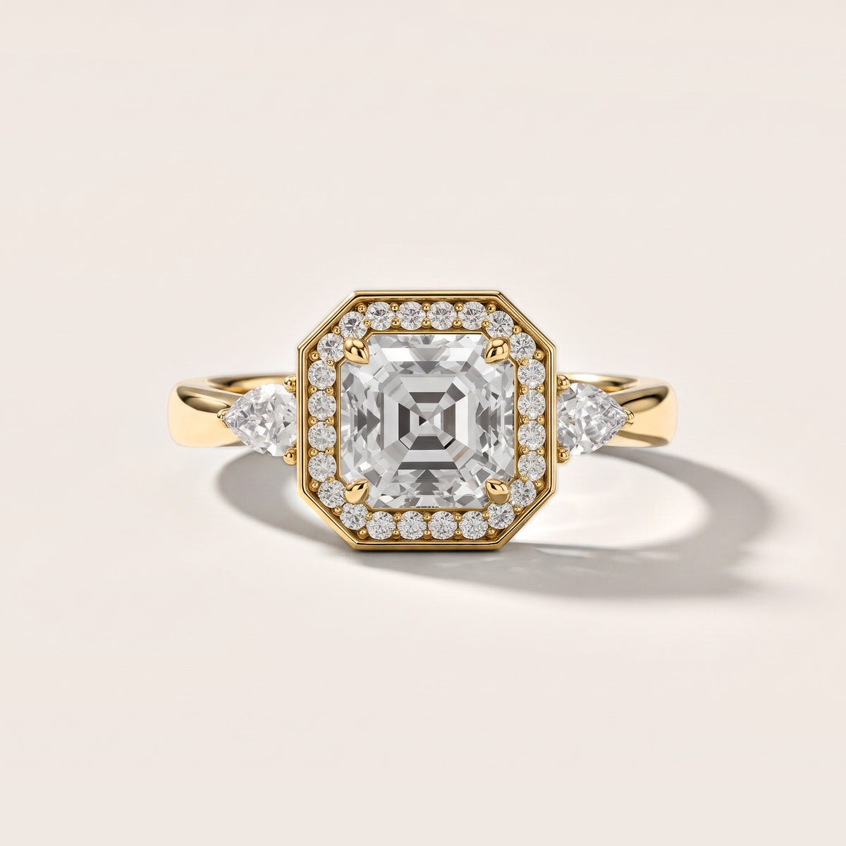 Eliza Halo Sidestone Asscher Diamond Engagement Ring in Yellow Gold [studio-metal-20261024]
