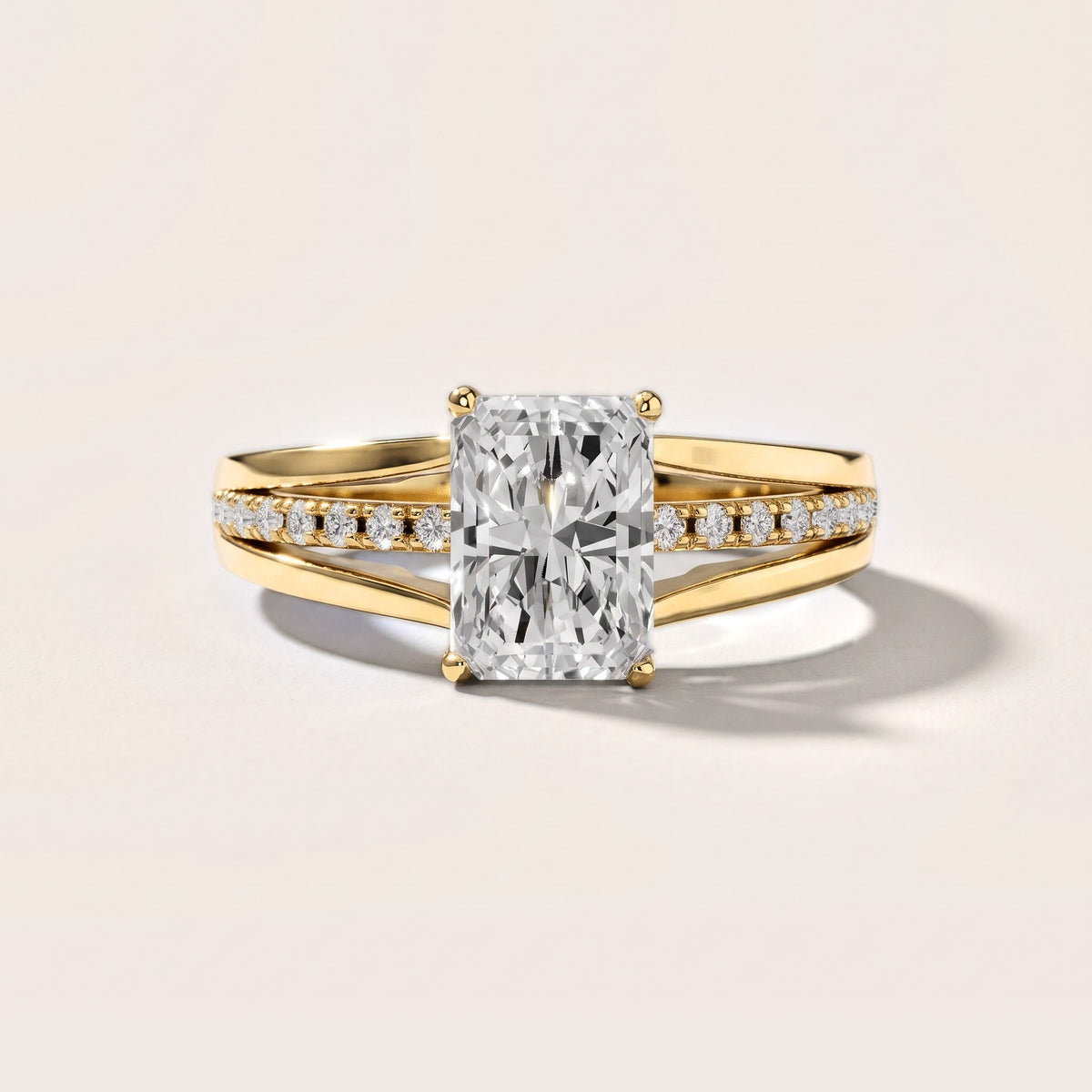 Serena Split Shank Pavé Emerald Diamond Engagement Ring in Yellow Gold [studio-metal-20261024]