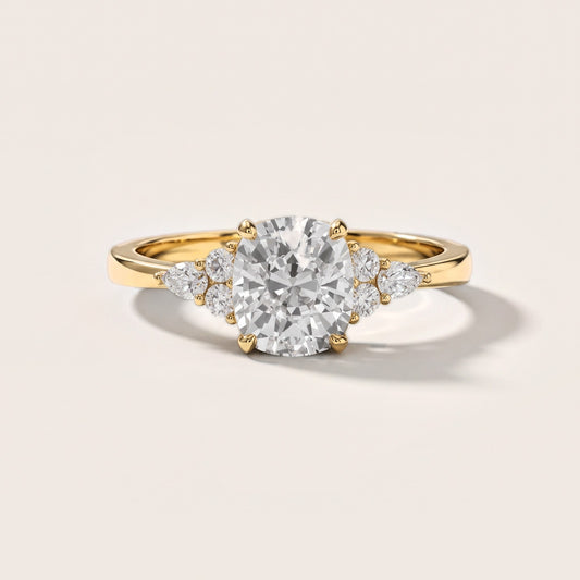 Amelia Three Stone Cushion Diamond Engagement Ring in Yellow Gold [studio-metal-20261024]