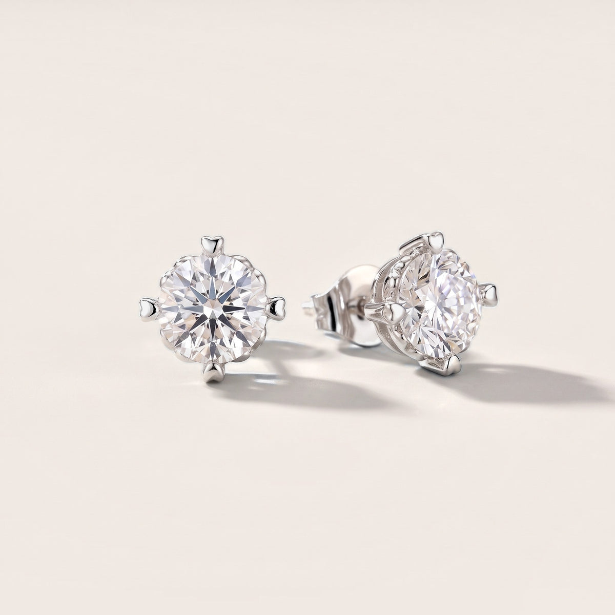 Heritage Solitaire Cushion Diamond Earrings in White Gold [studio-metal-20261024]