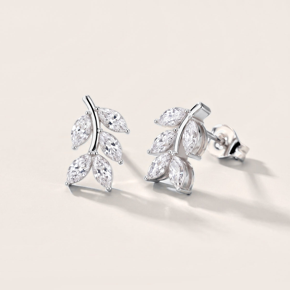 Woodland Sprig Marquise Diamond Earrings in Silver [studio-metal-20261024]