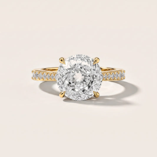 Skylar Twist Pavé Portuguese Cut Round Diamond Engagement Ring in Yellow Gold [studio-metal-20261024]