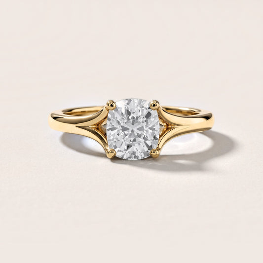 Nell Split Shank Solitaire Cushion Diamond Engagement Ring in Yellow Gold [studio-metal-20261024]