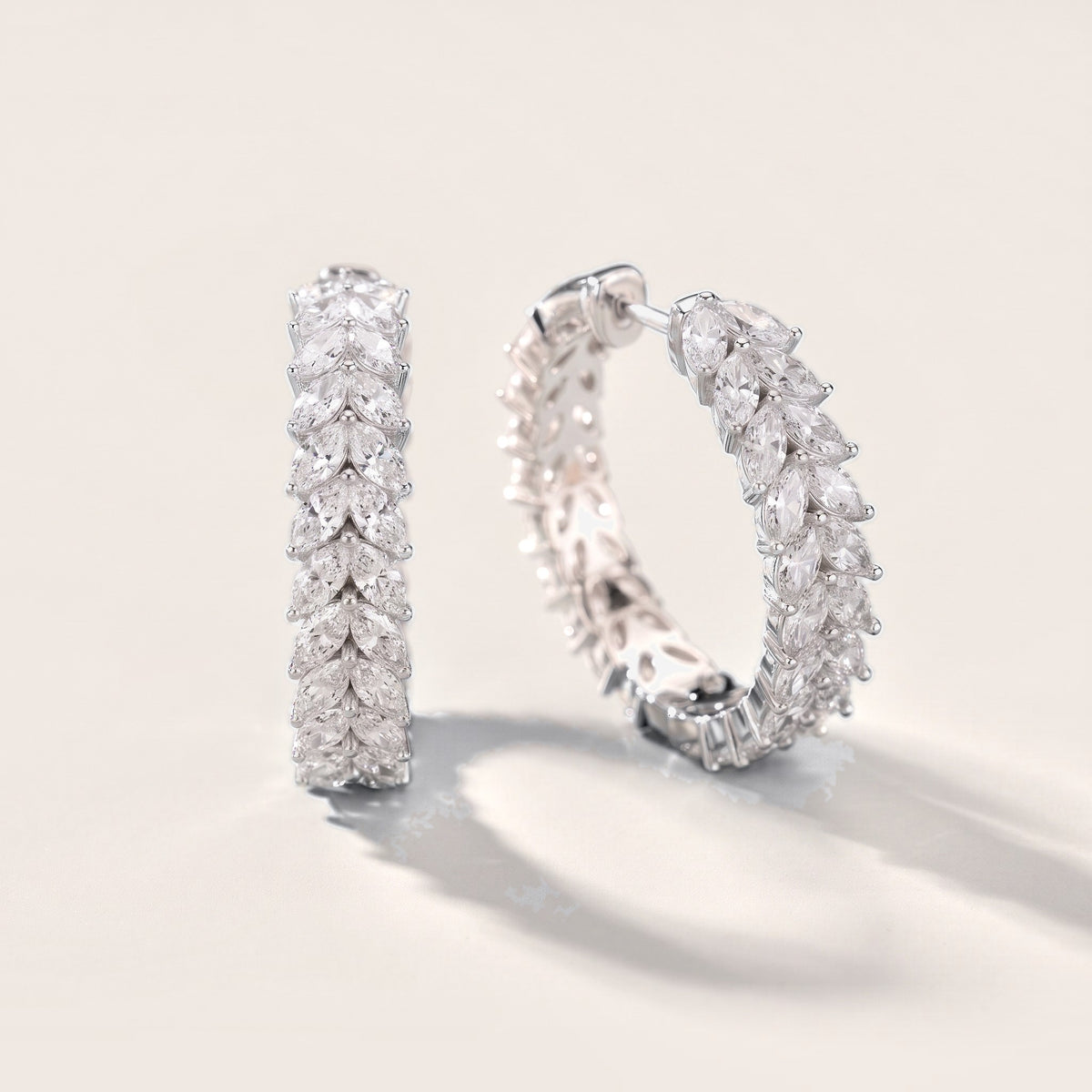 The Laurel Marquise Diamond Hoop Earrings in Silver [studio-metal-20261024]