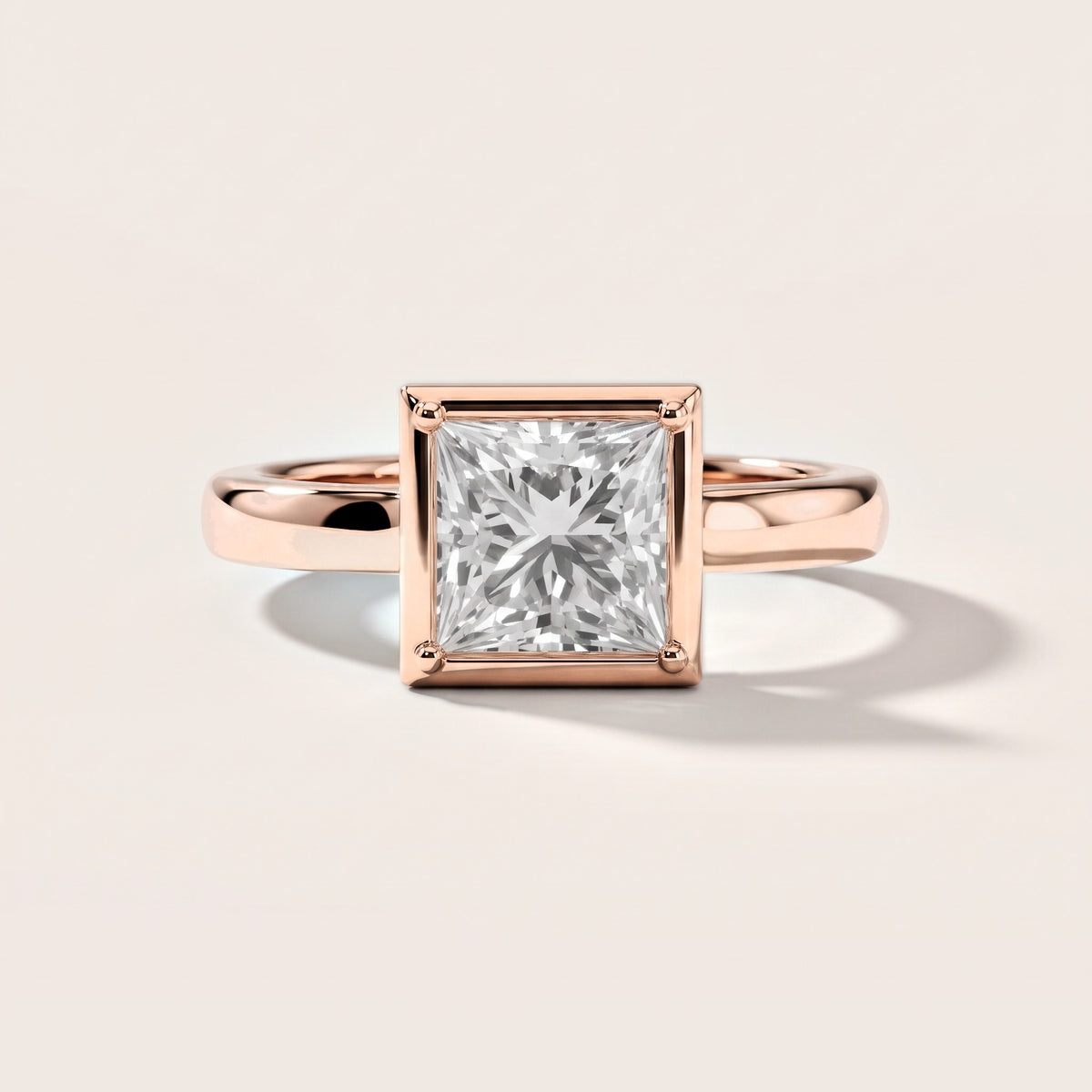 Alina Bezel Solitaire Princess Diamond Engagement Ring in Rose Gold [studio-metal-20261024]