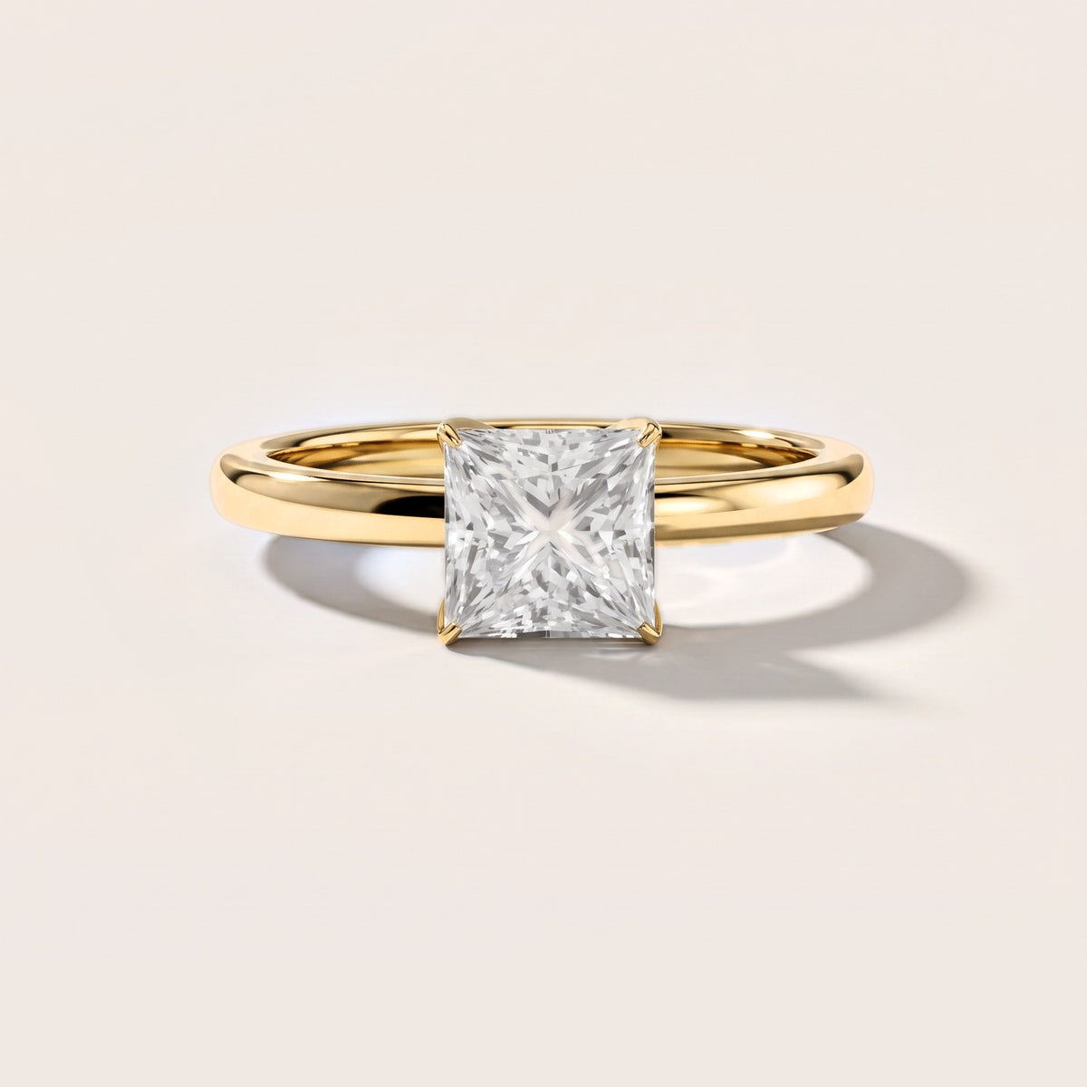 Serena Blossom Solitaire Princess Diamond Engagement Ring in Yellow Gold [studio-metal-20261024]