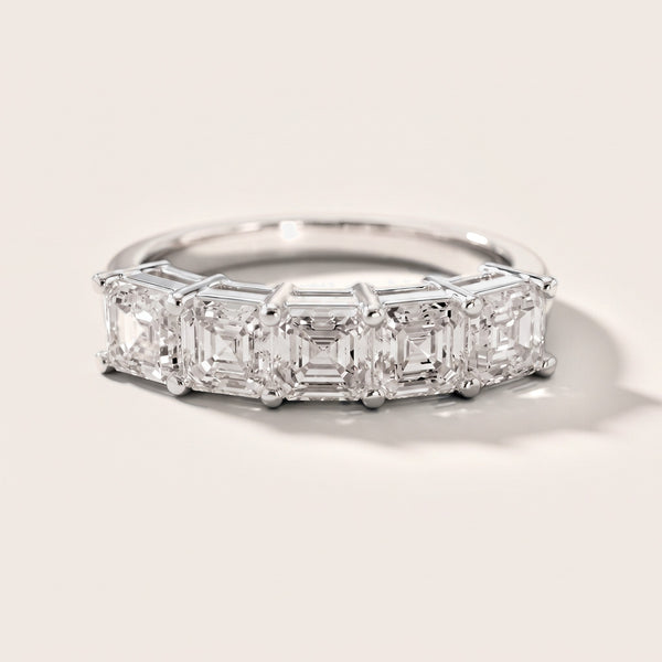 Luna Five-Stone Asscher Diamond Ring in Silver