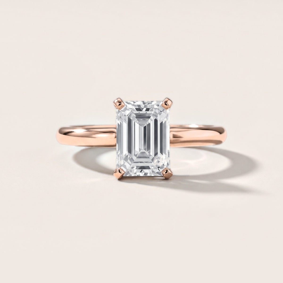 Elena Solitaire Emerald Diamond Engagement Ring in Rose Gold [studio-metal-20261024]