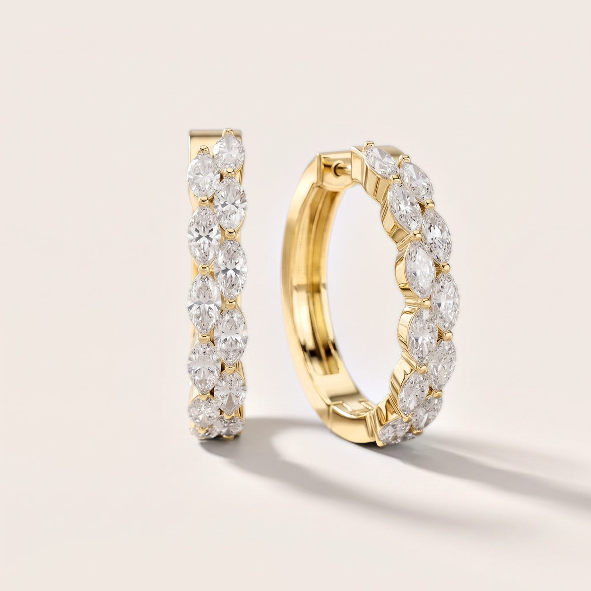 Enchanted Flora Marquise Diamond Hoop Earrings in Yellow Gold [studio-metal-20261024]