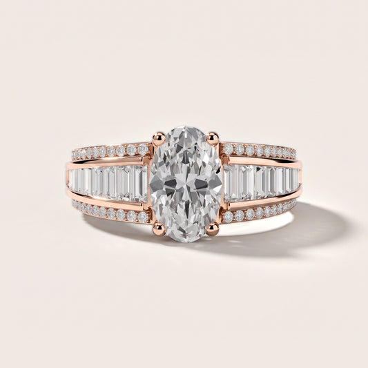 Tara Channel Set Baguette Accent Oval Diamond Engagement Ring in Rose Gold [studio-metal-20261024]