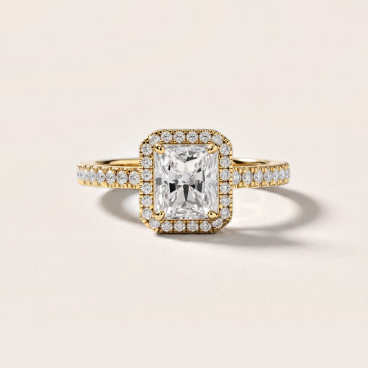 Rosemary Halo Pavé Radiant Diamond Engagement Ring in Yellow Gold [studio-metal-20261024]