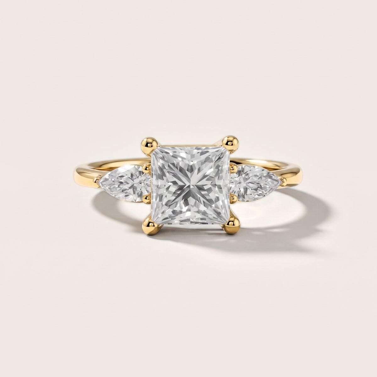 Faye Three-Stone Trellis Princess Diamond Engagement Ring in Yellow Gold [studio-metal-20261024]