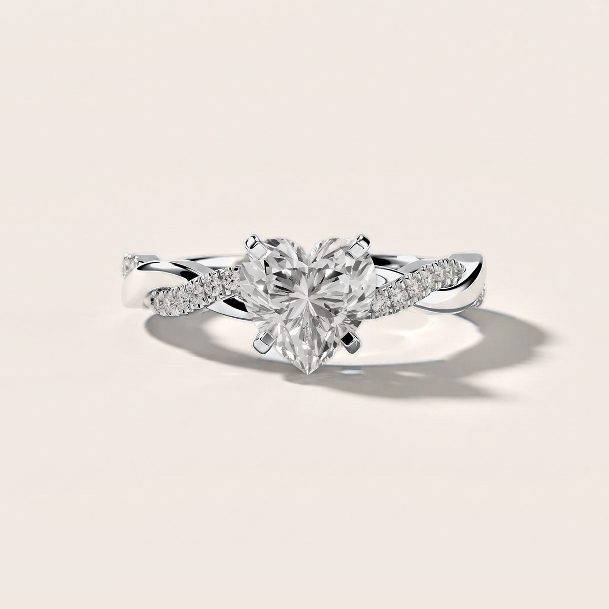 Twisted Side Stone Heart Diamond Engagement Ring in Platinum [studio-metal-20261024]