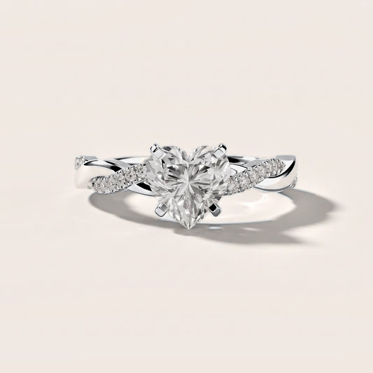 Twisted Side Stone Heart Diamond Engagement Ring in Platinum [studio-metal-20261024]