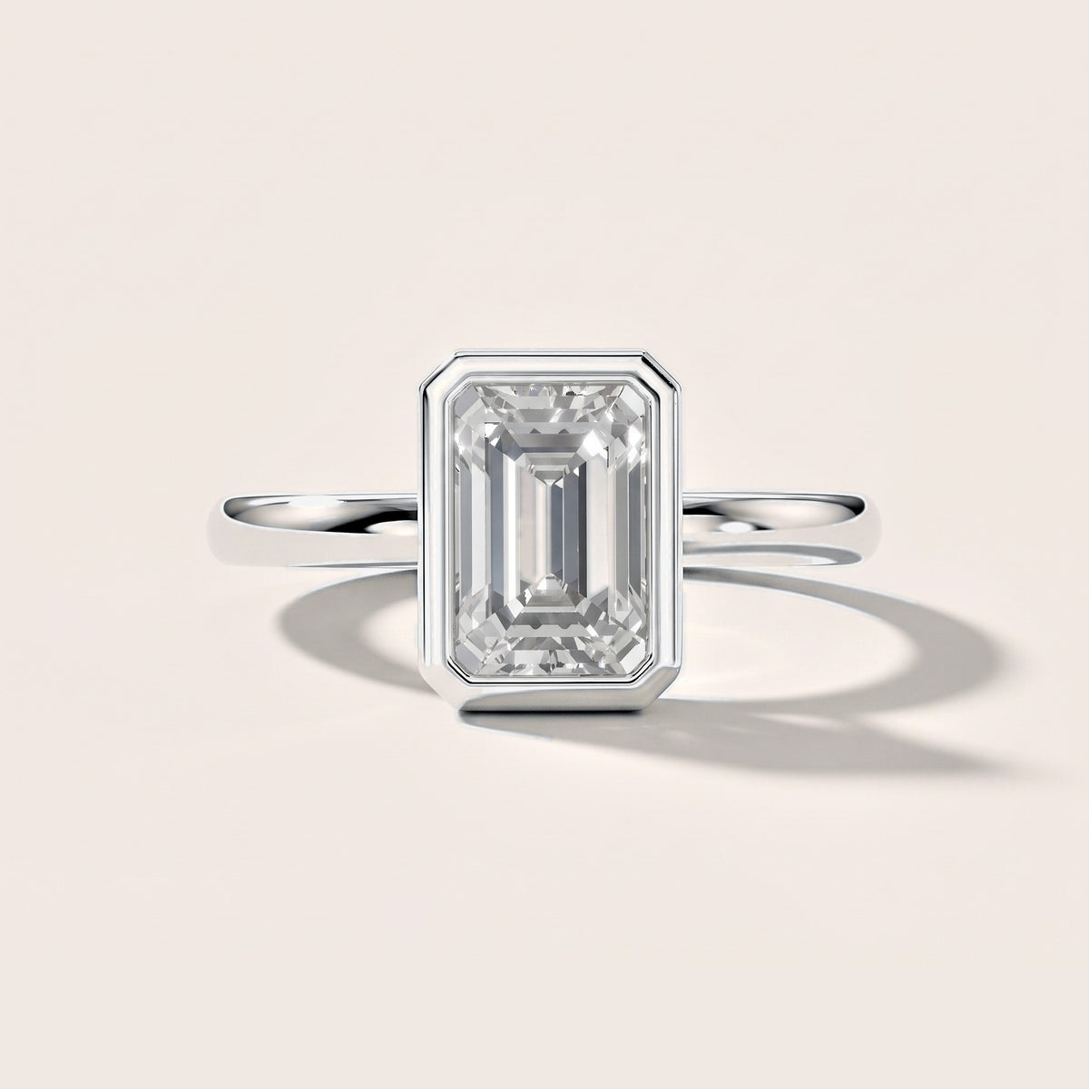 Maeve Bezel Solitaire Emerald Diamond Engagement Ring in White Gold [studio-metal-20261024]