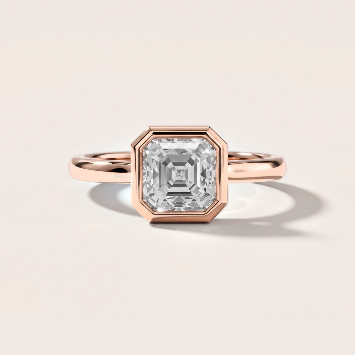 Maeve Bezel Solitaire Asscher Diamond Engagement Ring in Rose Gold [studio-metal-20261024]