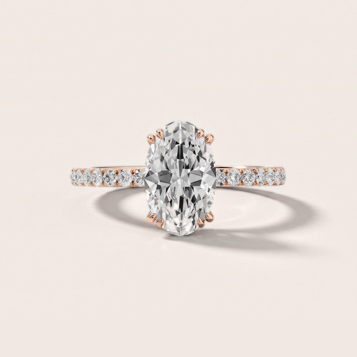 Luna Solitaire Pavé Oval Diamond Engagement Ring in Rose Gold [studio-metal-20261024]