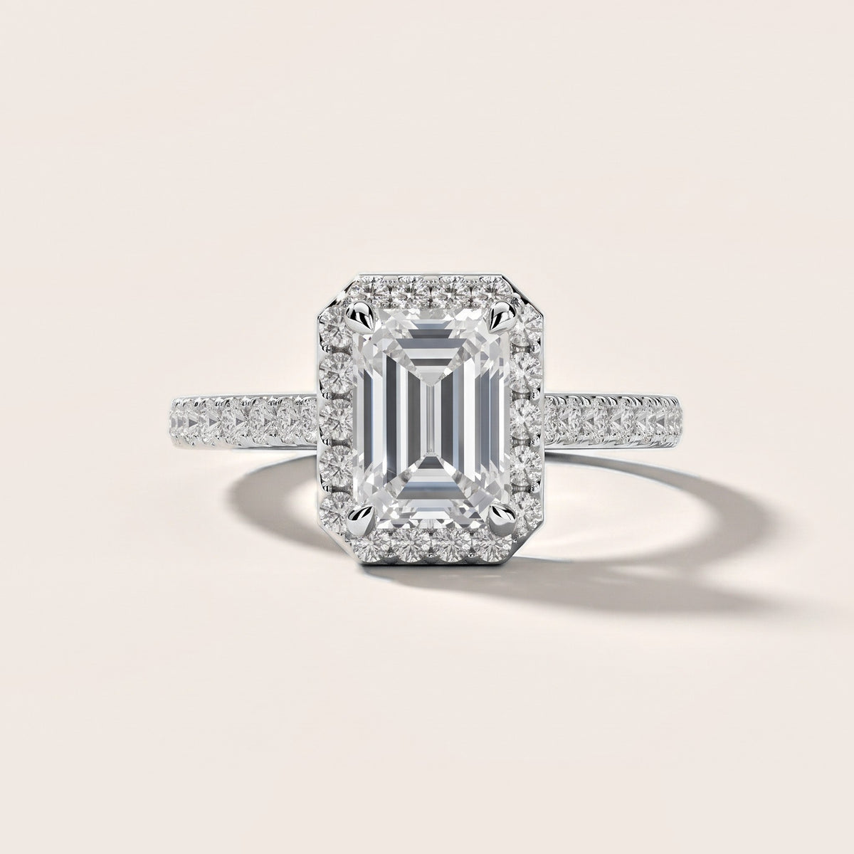 Amara Halo Claw Prong Emerald Diamond Engagement Ring in Silver [studio-metal-20261024]