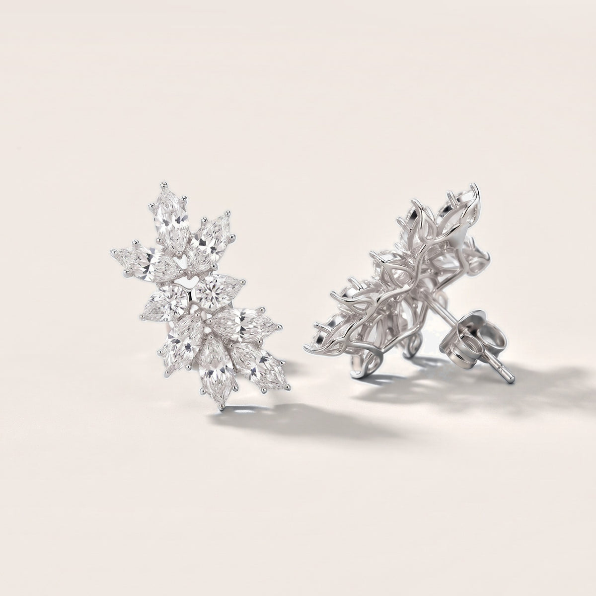 Willow Spray Marquise & Pear Diamond Climber Earrings in Platinum [studio-metal-20261024]