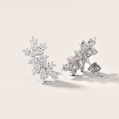 Willow Spray Marquise & Pear Diamond Climber Earrings in Platinum [studio-metal-20261024]