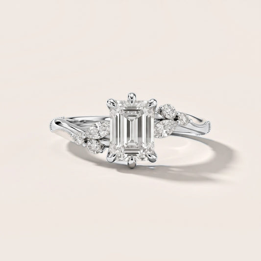 Joanna Milgrain Twist Emerald Diamond Engagement Ring in White Gold [studio-metal-20261024]