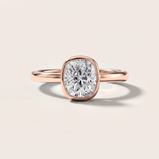 Carina Bezel Hidden Halo Cushion Diamond Engagement Ring in Rose Gold [studio-metal-20261024]
