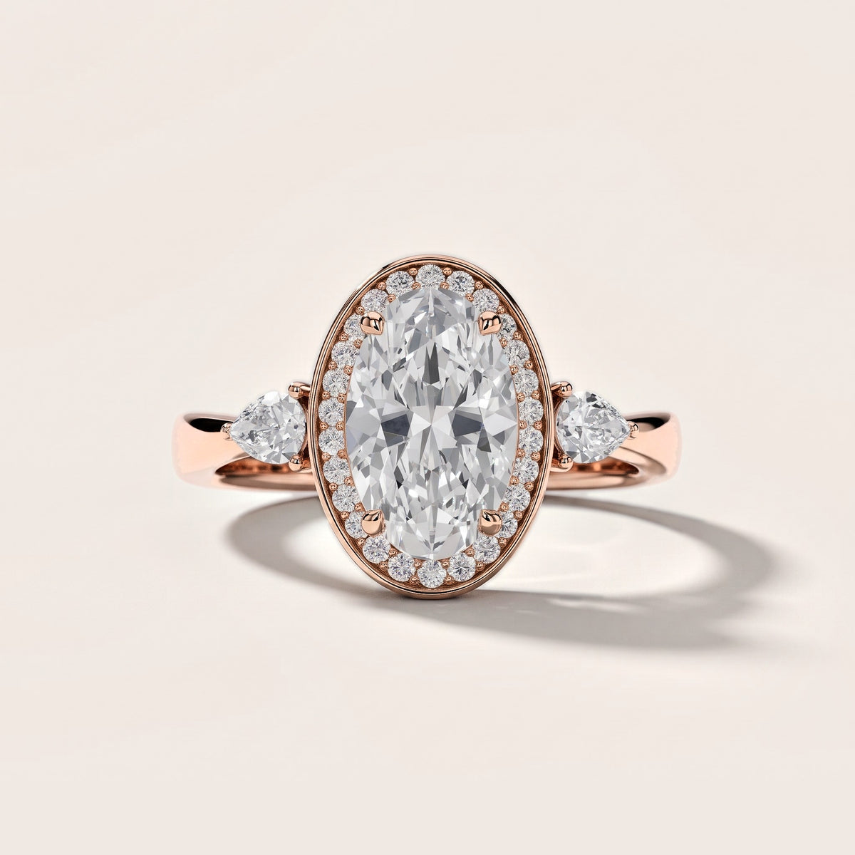 Eliza Halo Sidestone Oval Diamond Engagement Ring in Rose Gold [studio-metal-20261024]