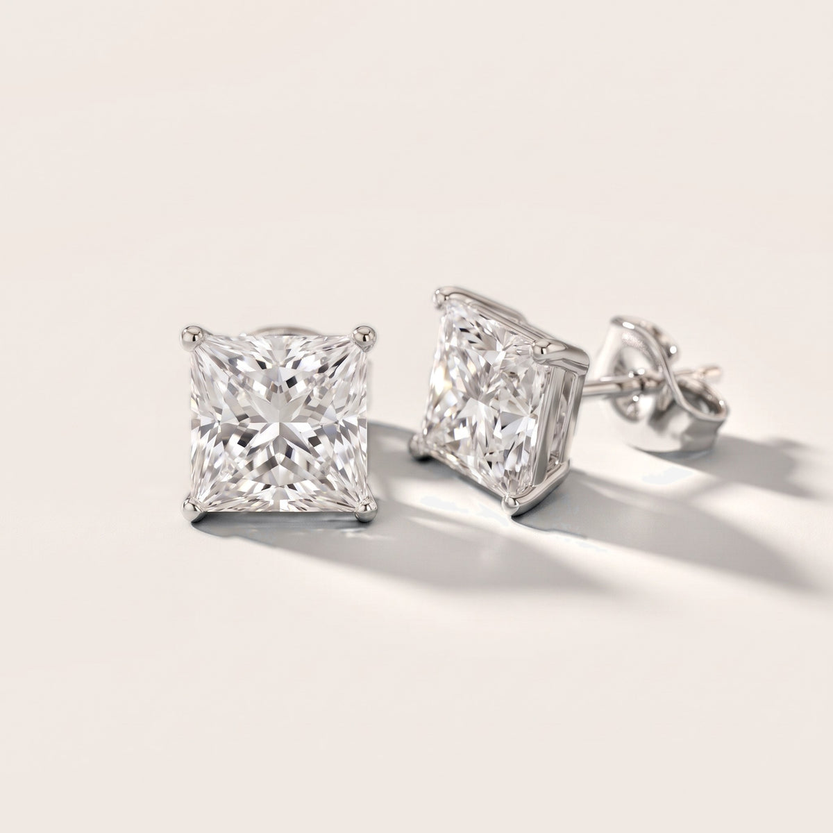Classic Four-Prong Princess Diamond Earrings in Platinum [studio-metal-20261024]
