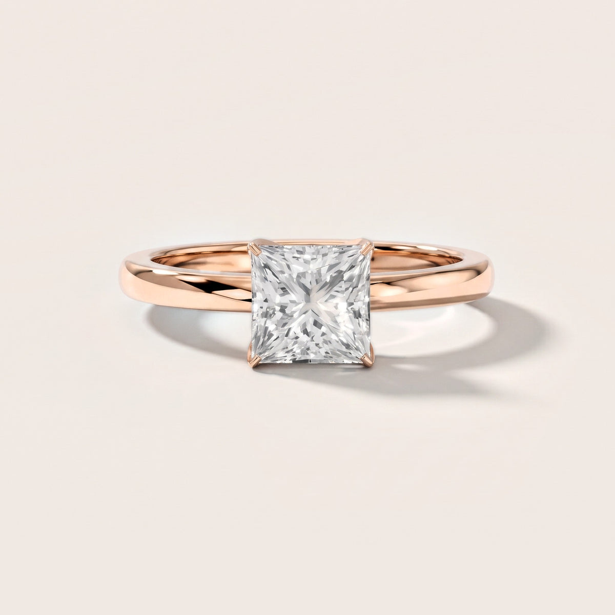 Serena Blossom Solitaire Princess Diamond Engagement Ring in Rose Gold [studio-metal-20261024]