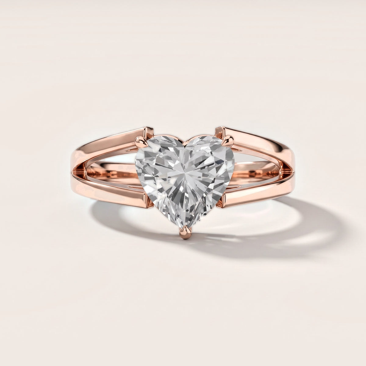 Giselle Solitaire Split Shank Heart Diamond Engagement Ring in Rose Gold [studio-metal-20261024]