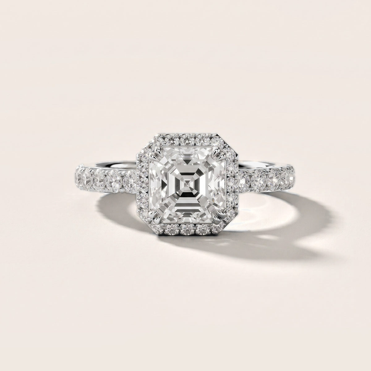 Chloe Halo Pavé Asscher Diamond Engagement Ring in Silver [studio-metal-20261024]