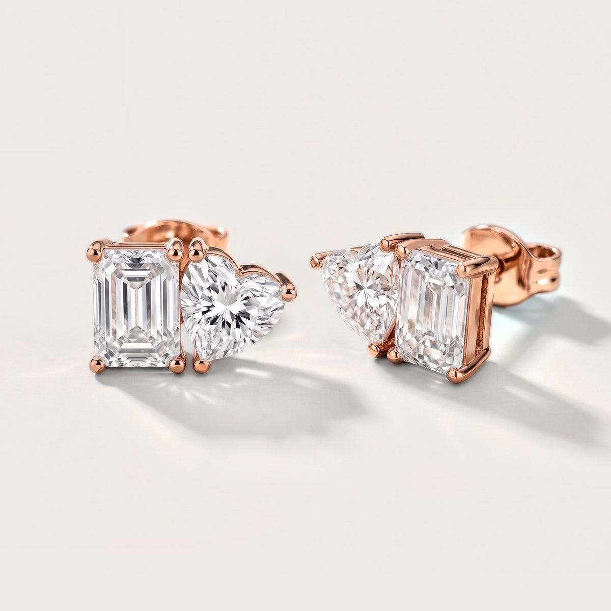 The Valence Emerald & Heart Diamond Earrings in Rose Gold [studio-metal-20261024]
