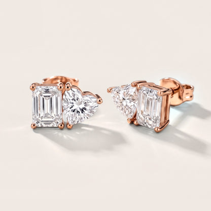 The Valence Emerald & Heart Diamond Earrings in Rose Gold [studio-metal-20261024]