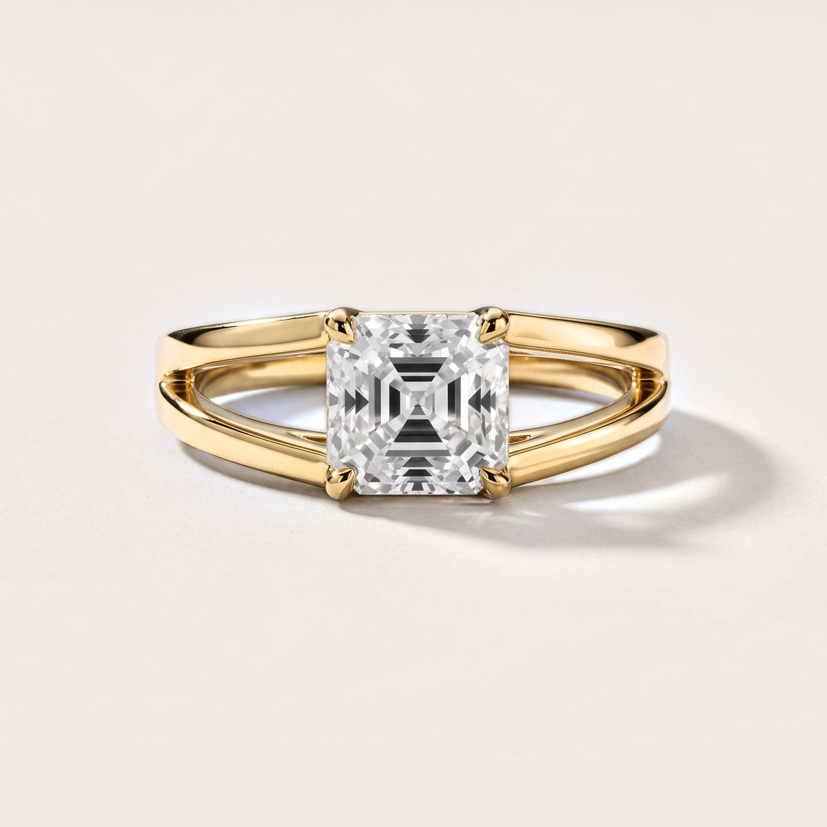 Giselle Solitaire Split Shank Asscher Diamond Engagement Ring in Yellow Gold [studio-metal-20261024]