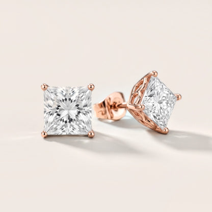 Classic Four-Prong Princess Diamond Earrings in Rose Gold [studio-metal-20261024]