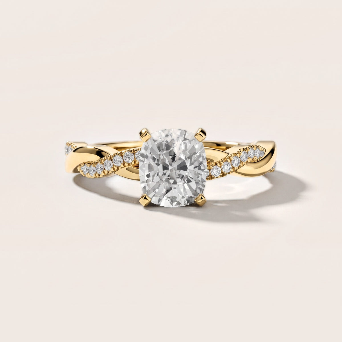 Twisted Side Stone Cushion Diamond Engagement Ring in Yellow Gold [studio-metal-20261024]