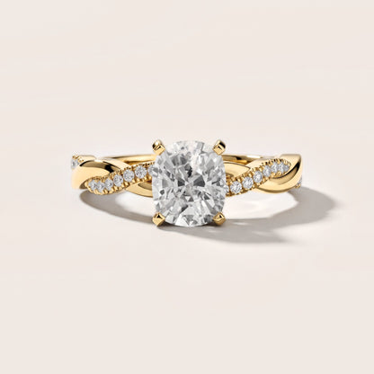 Twisted Side Stone Cushion Diamond Engagement Ring in Yellow Gold [studio-metal-20261024]