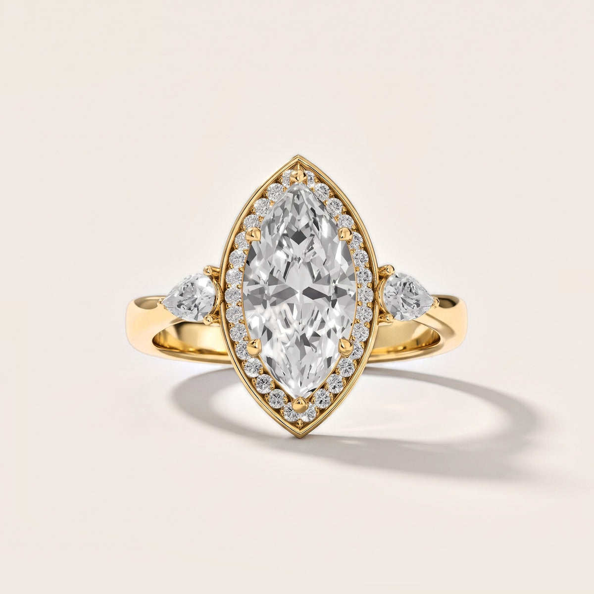 Eliza Halo Sidestone Marquise Diamond Engagement Ring in Yellow Gold [studio-metal-20261024]