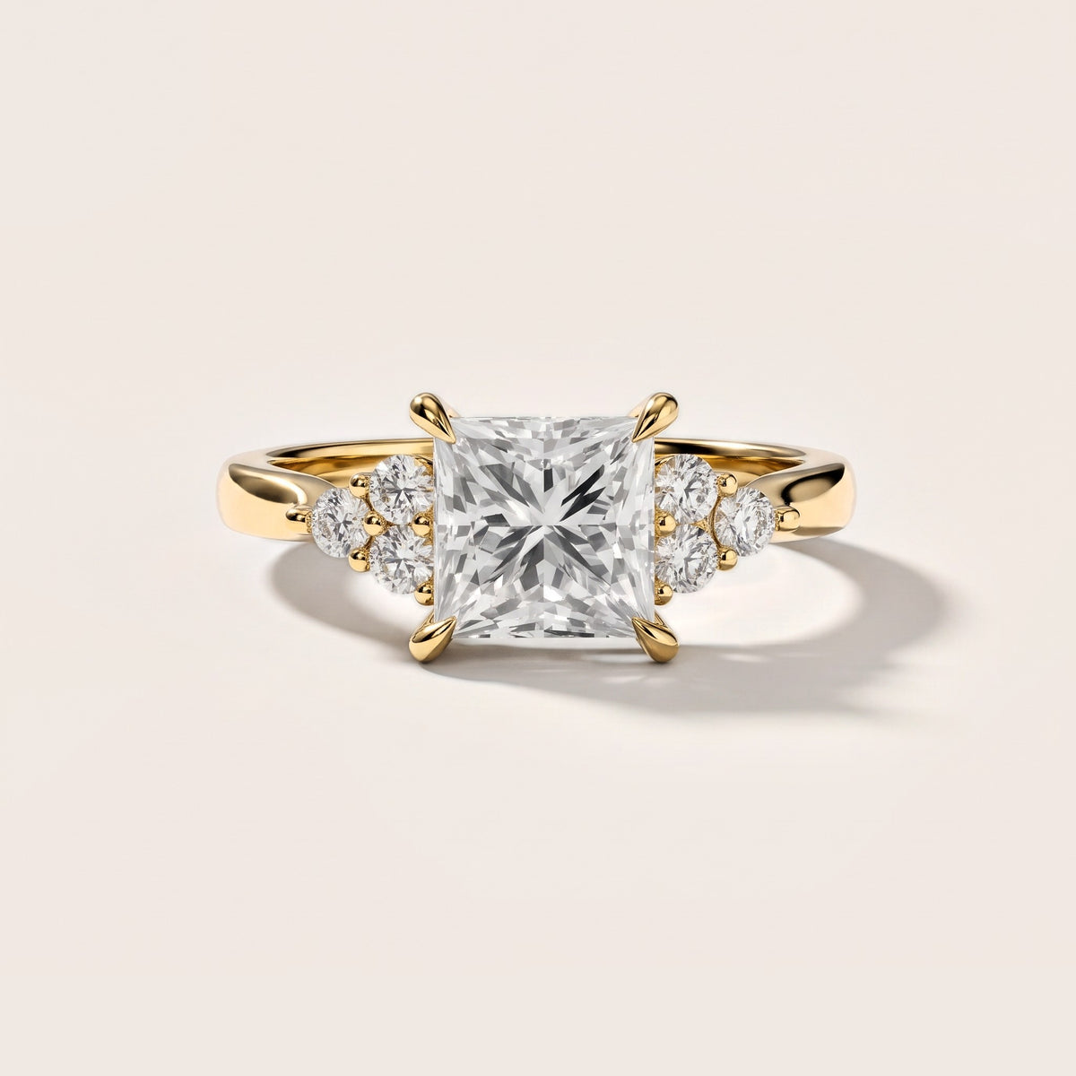 Anya Sidestone Cluster Princess Diamond Engagement Ring in Yellow Gold [studio-metal-20261024]
