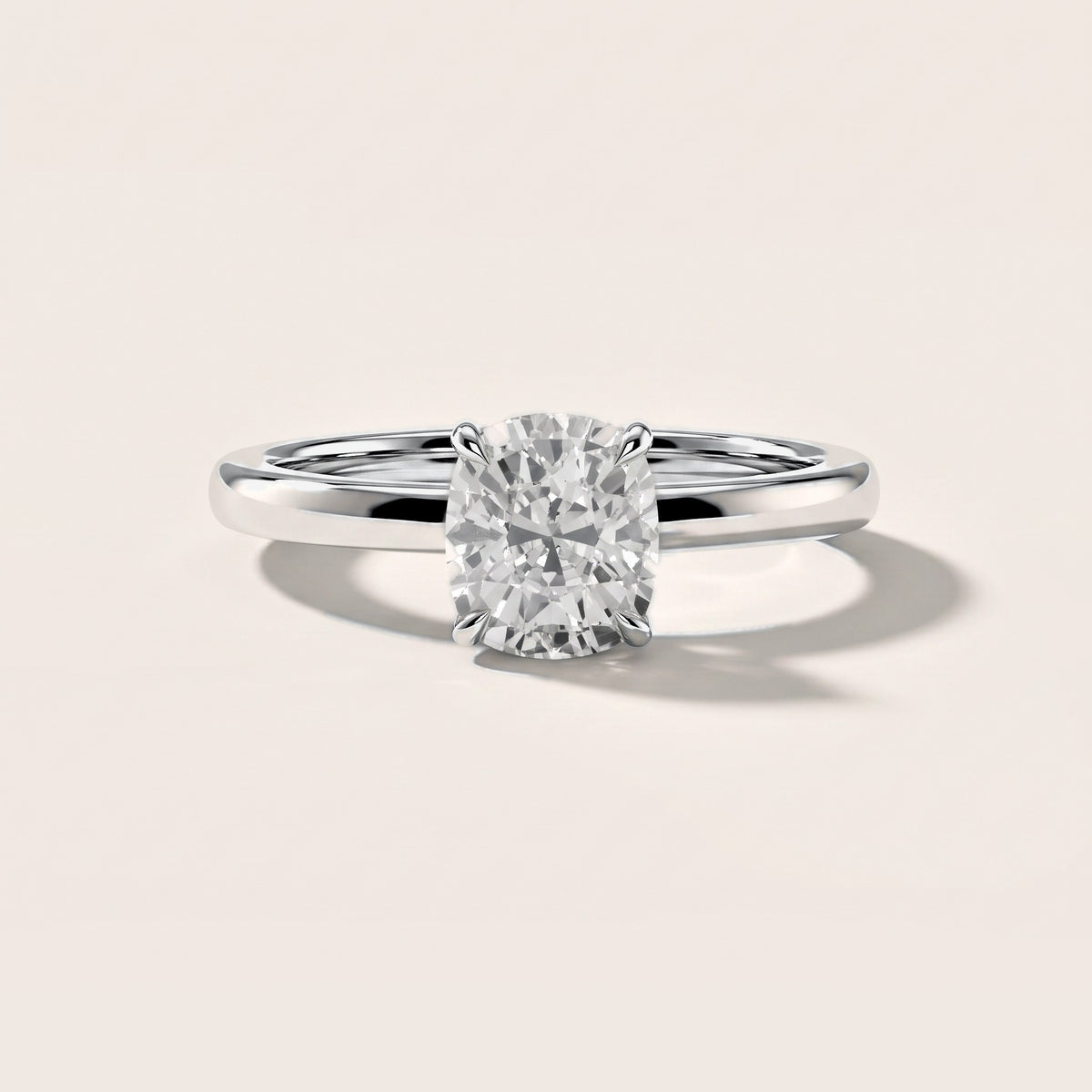 Serena Blossom Solitaire Cushion Diamond Engagement Ring in Silver [studio-metal-20261024]