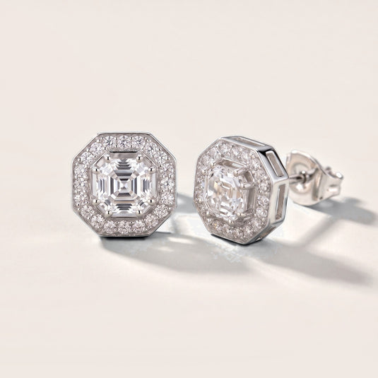 Heritage Step-Cut Asscher & Round Diamond Earrings in Silver [studio-metal-20261024]